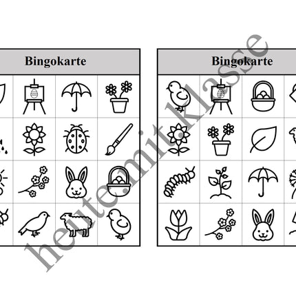 Bingo-Spiel: Frühling & Ostern