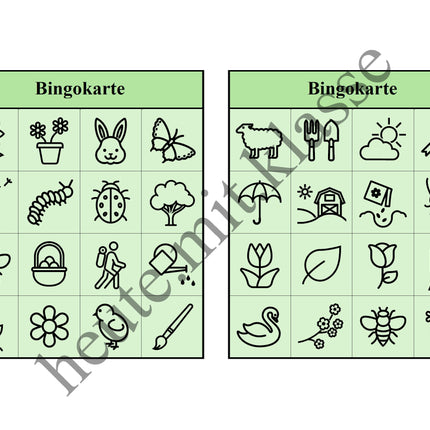 Bingo-Spiel: Frühling & Ostern