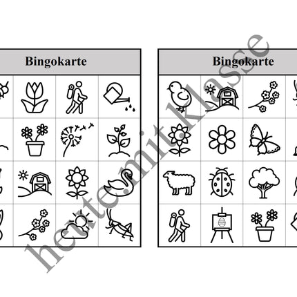 Bingo-Spiel: Frühling & Ostern