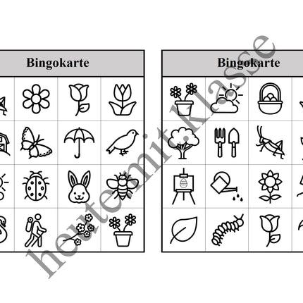 Bingo-Spiel: Frühling & Ostern