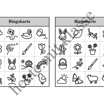 Bingo-Spiel: Frühling & Ostern