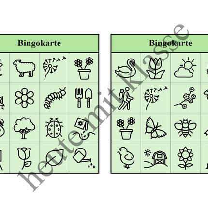 Bingo-Spiel: Frühling & Ostern