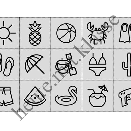 Bingo-Spiel: Sommer & Sommerferien
