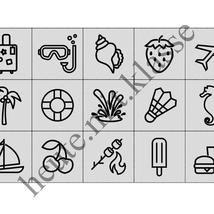 Bingo-Spiel: Sommer & Sommerferien