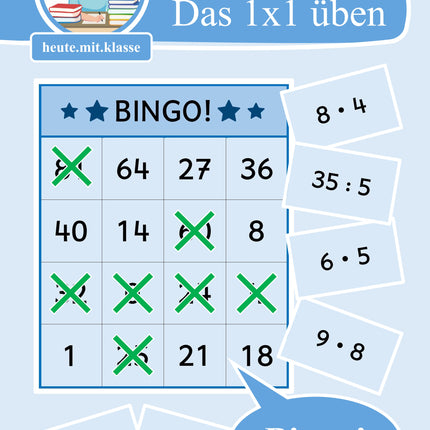 Bingo-Spiel: Das kleine 1x1 üben (Multiplikation & Division)