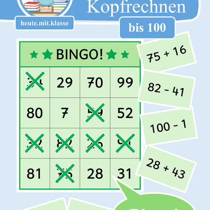 Bingo-Spiel: Rechnen im Zahlenraum bis 100 (Addition & Subtraktion)