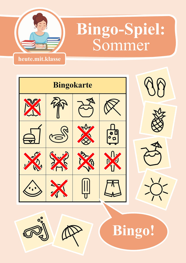 Bingo-Spiel: Sommer & Sommerferien