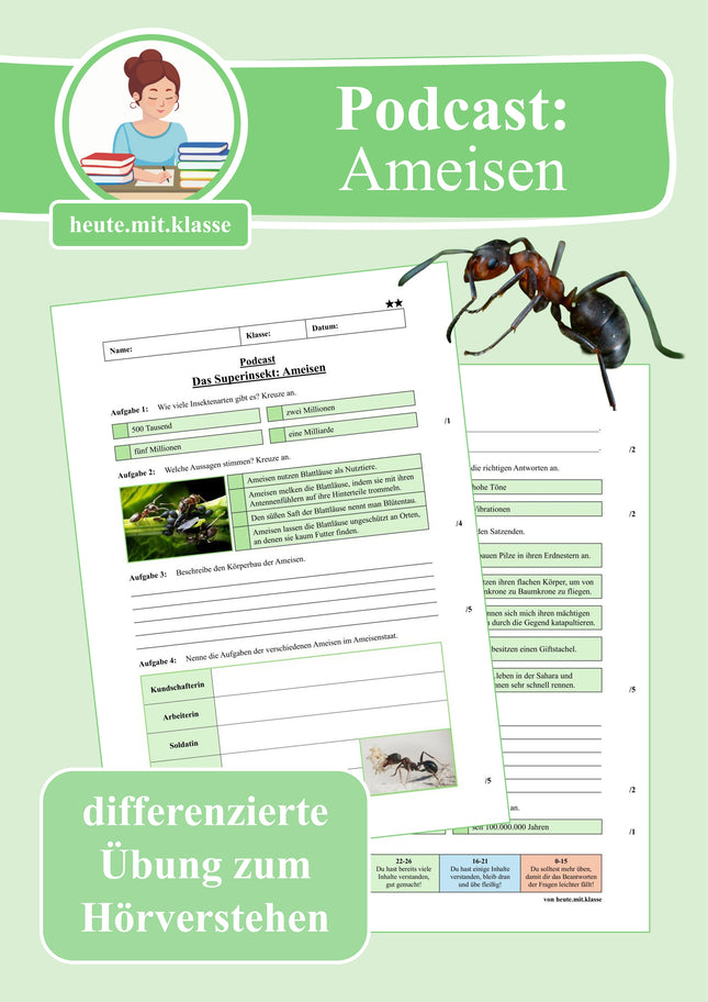 Übung zum Hörverstehen: Geolino-Podcast "Das Superinsekt: Ameisen"