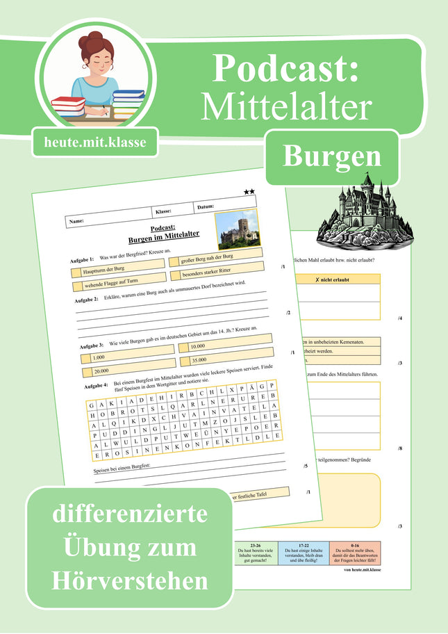 Übung zum Hörverstehen: Geolino-Podcast "Burgen im Mittelalter"