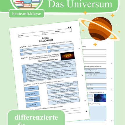 Übung zum Hörverstehen: Geolino-Podcast "Das Universum"