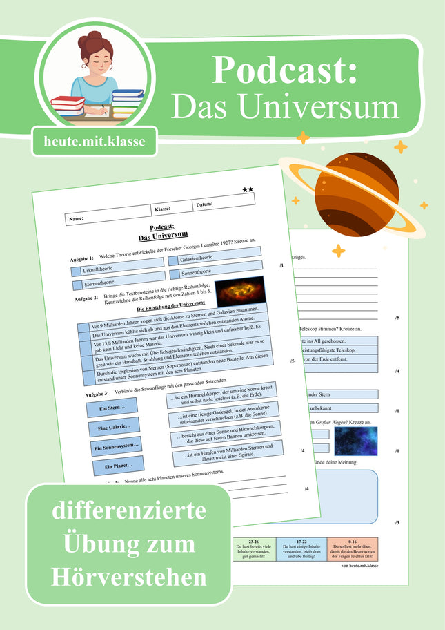 Übung zum Hörverstehen: Geolino-Podcast "Das Universum"
