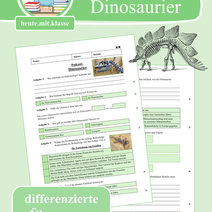 Übung zum Hörverstehen: Geolino-Podcast "Dinosaurier" (Fossilien)