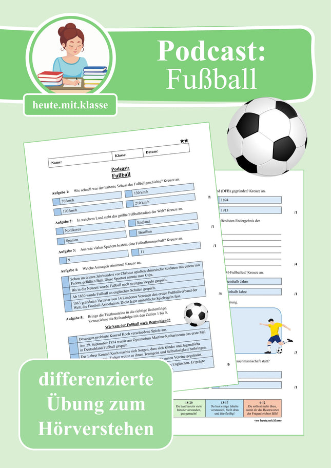 Übung zum Hörverstehen: Geolino-Podcast "Fußball"