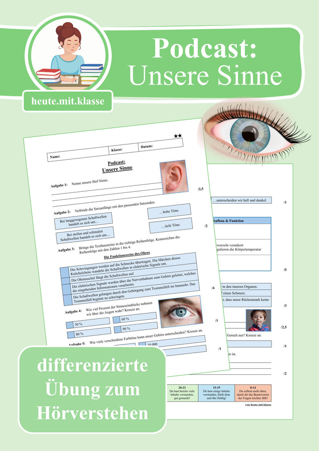 Übung zum Hörverstehen: Geolino-Podcast "Unsere Sinne"