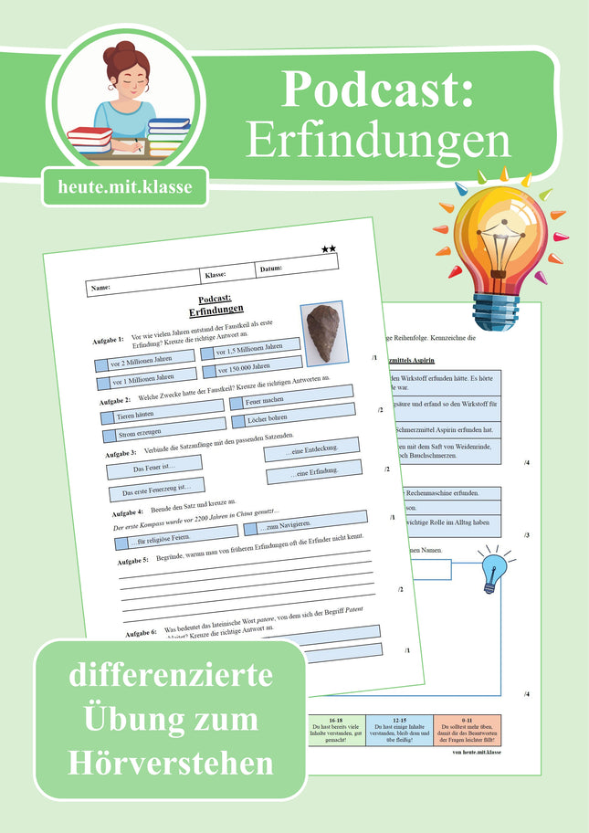 Übung zum Hörverstehen: Geolino-Podcast "Erfindungen"
