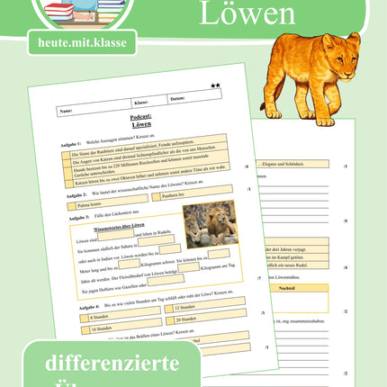 Übung zum Hörverstehen: Geolino-Podcast "Löwen"