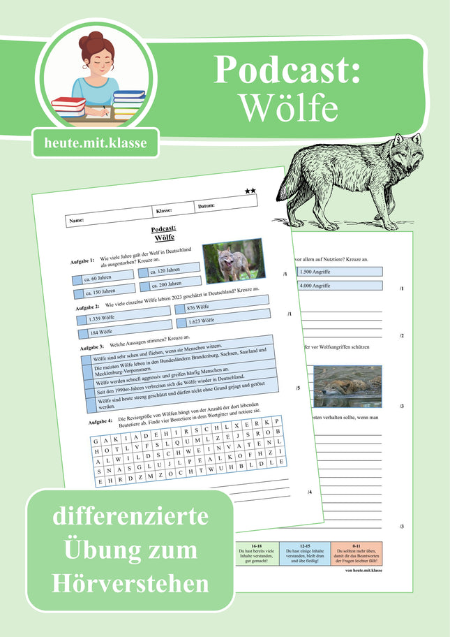 Übung zum Hörverstehen: Geolino-Podcast "Wölfe"