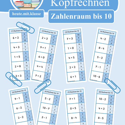 Klammerkarten: Rechnen im Zahlenraum bis 10 (Addition & Subtraktion)