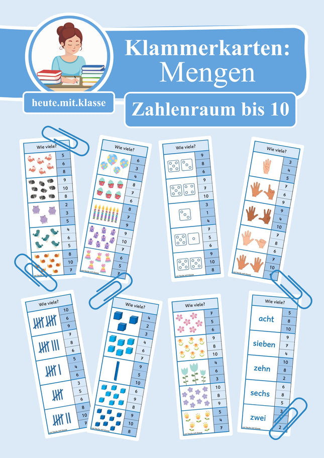 Klammerkarten: Mengen & Zählen im Zahlenraum bis 10