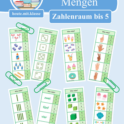 Klammerkarten: Mengen & Zählen im Zahlenraum bis 5