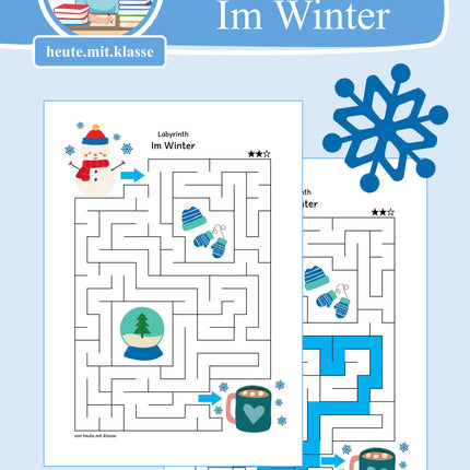 Labyrinth: Im Winter (Rätsel für 1. & 2. Klasse)