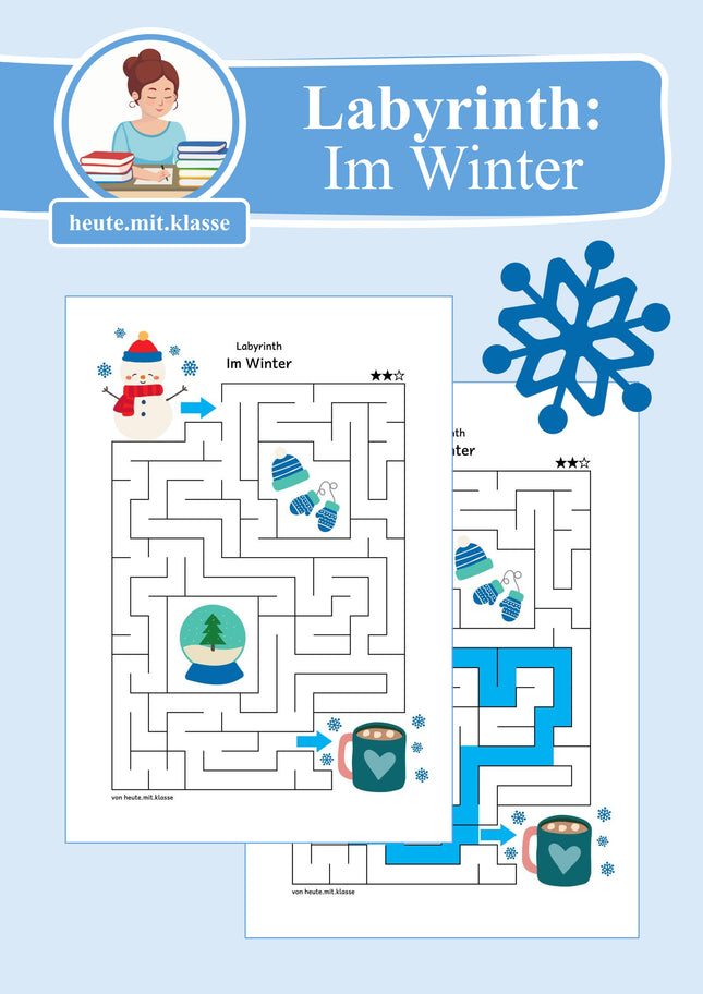 Labyrinth: Im Winter (Rätsel für 1. & 2. Klasse)