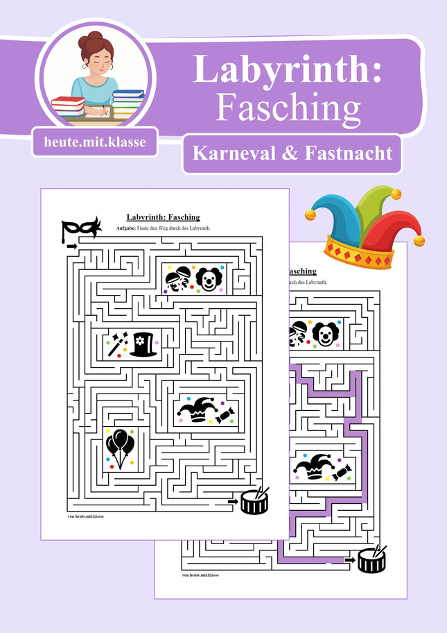 Labyrinth: Fasching & Karneval & Fastnacht - Logisches Denken fördern!