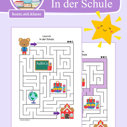 Labyrinth: In der Schule (Rätsel für 1. & 2. Klasse)