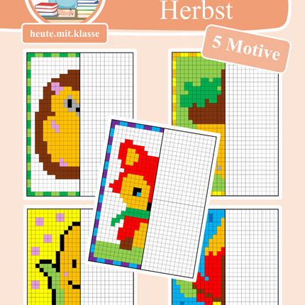 Pixel-Bilder: Herbst (Symmetrie / Pixel-Art)