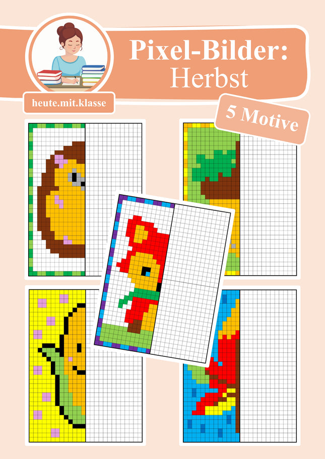 Pixel-Bilder: Herbst (Symmetrie / Pixel-Art)