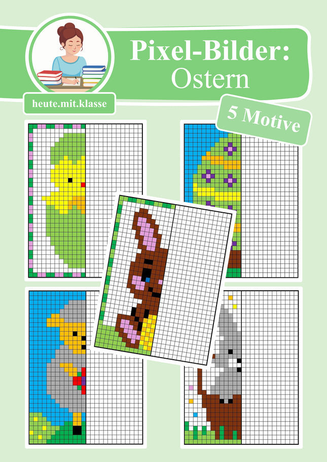 Pixel-Bilder: Ostern (Symmetrie / Pixel-Art)