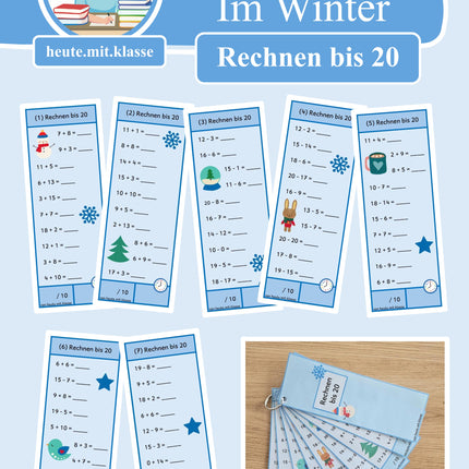 Rechenhäppchen / Tägliche Übung: Im Winter - Addition & Subtraktion im Zahlenraum bis 20
