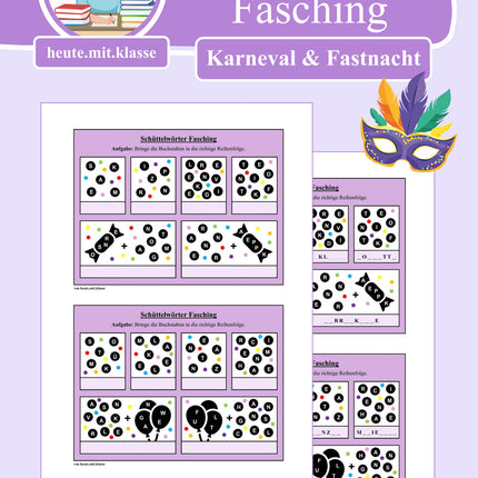 Schüttelwörter: Fasching & Karneval & Fastnacht (Worträtsel)