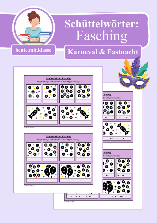 Schüttelwörter: Fasching & Karneval & Fastnacht (Worträtsel)