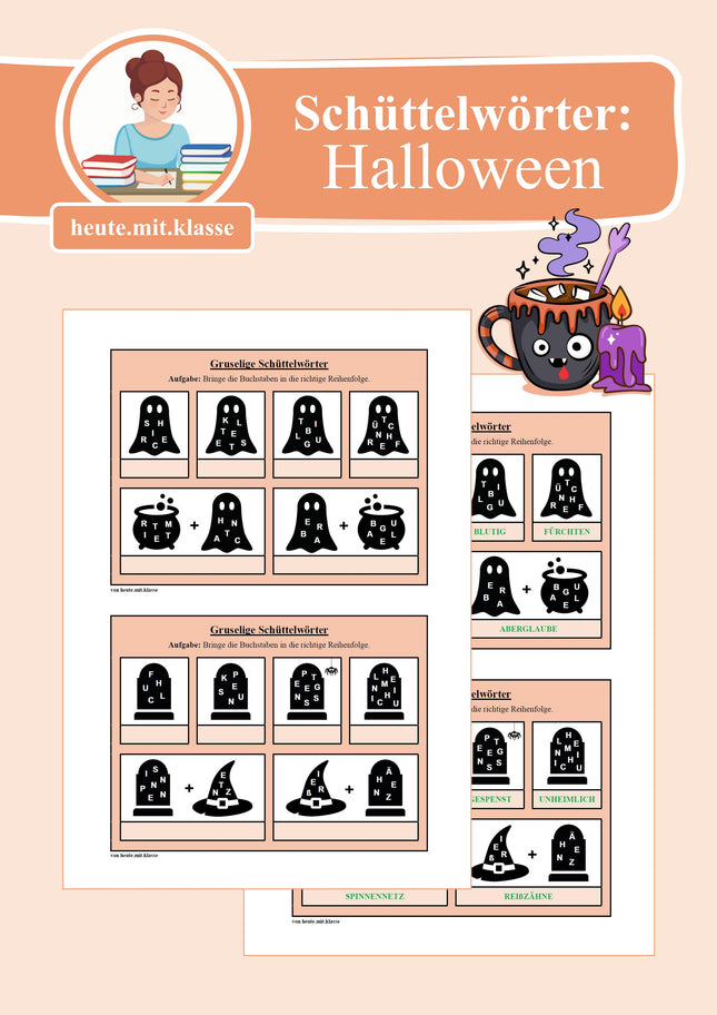 Schüttelwörter: Halloween (Worträtsel)