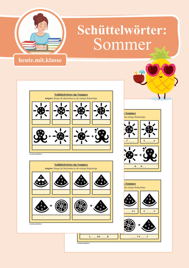 Schüttelwörter: Sommer & Sommerferien (Worträtsel)