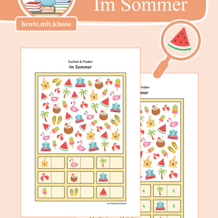 Suchen & Finden: Sommer & Sommerferien (Wimmelbild für Vorschule & 1. Klasse)