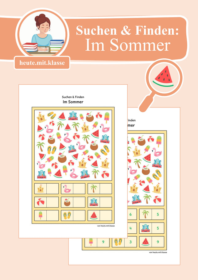 Suchen & Finden: Sommer & Sommerferien (Wimmelbild für Vorschule & 1. Klasse)