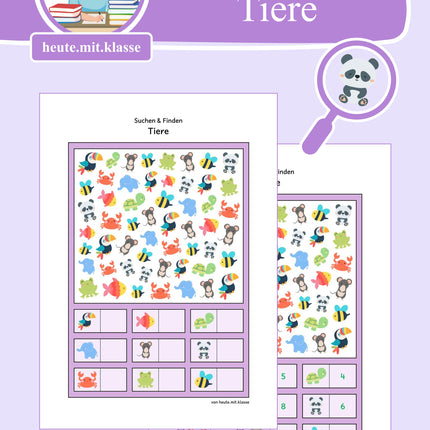 Suchen & Finden: Tiere (Wimmelbild für Vorschule & 1. Klasse)