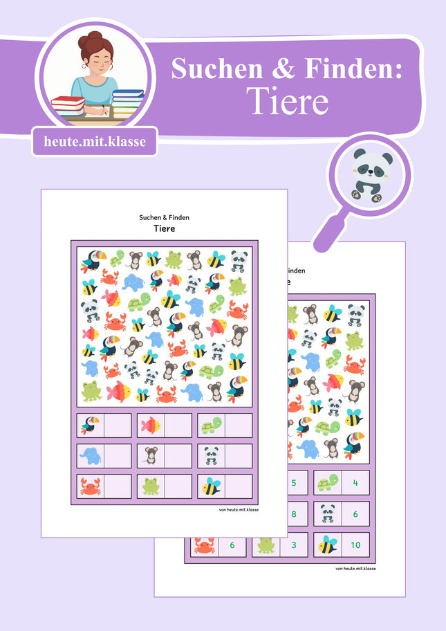 Suchen & Finden: Tiere (Wimmelbild für Vorschule & 1. Klasse)