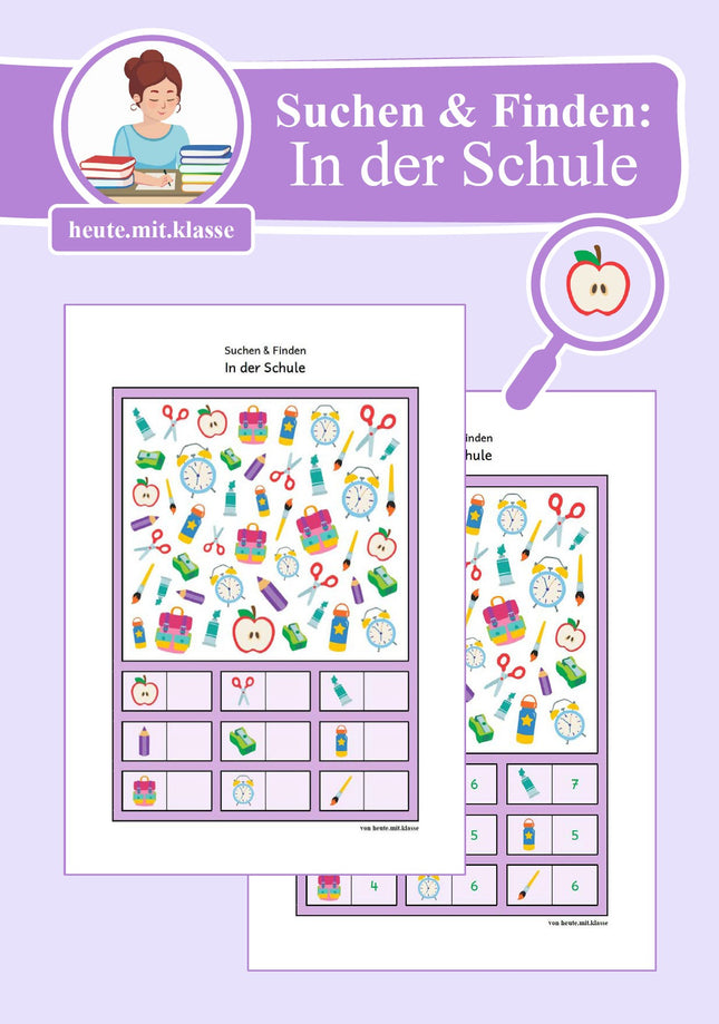 Suchen & Finden: In der Schule (Rätsel für Vorschule & 1. Klasse)
