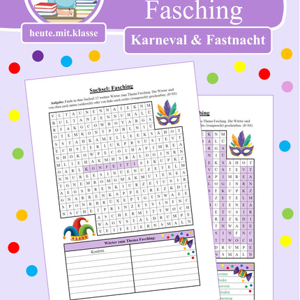 Suchsel: Fasching & Karneval & Fastnacht (Wortgitter)
