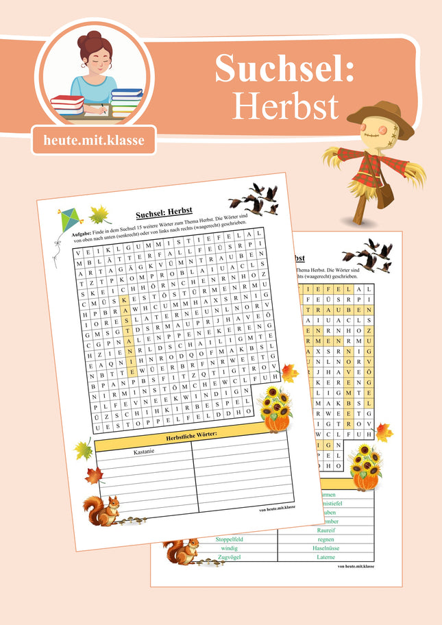 Suchsel: Herbst (Wortgitter)