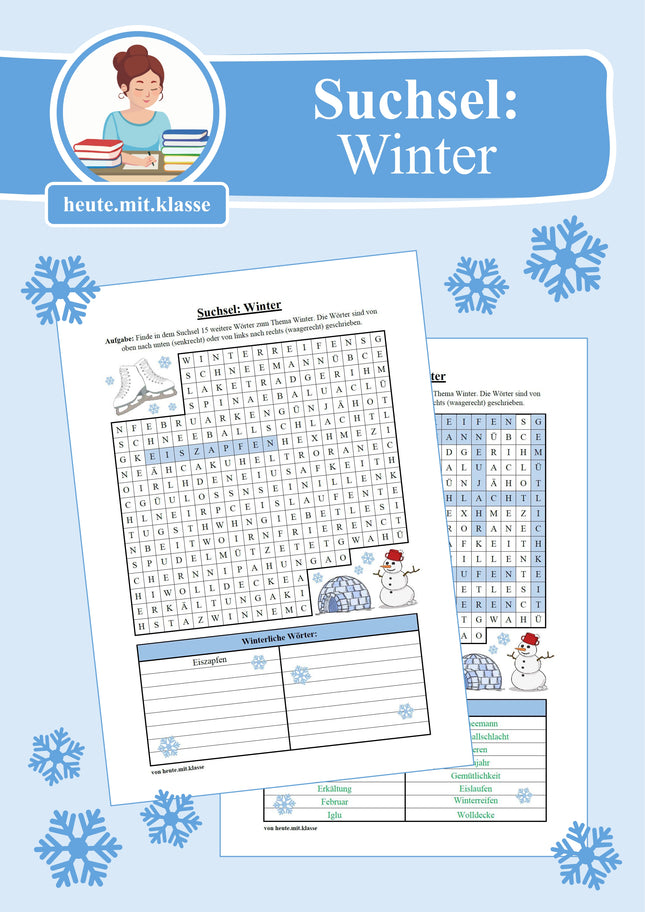 Suchsel: Winter (Wortgitter)