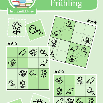 Sudoku 4x4: Frühling (Rätsel für Vorschule & Anfangsunterricht)