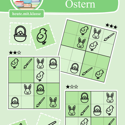 Sudoku: 4x4 Ostern (Rätsel für Vorschule & Anfangsunterricht)