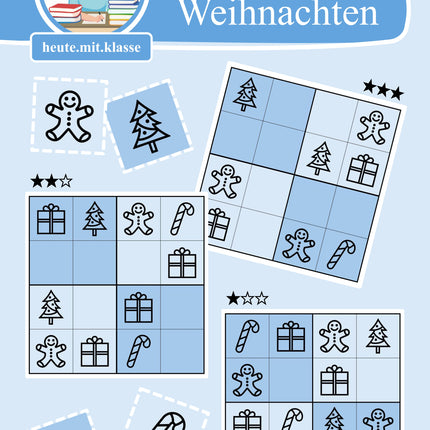 Sudoku 4x4: Weihnachten & Advent (Rätsel für Vorschule & Anfangsunterricht)