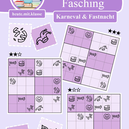Sudoku 6x6: Fasching & Karneval & Fastnacht