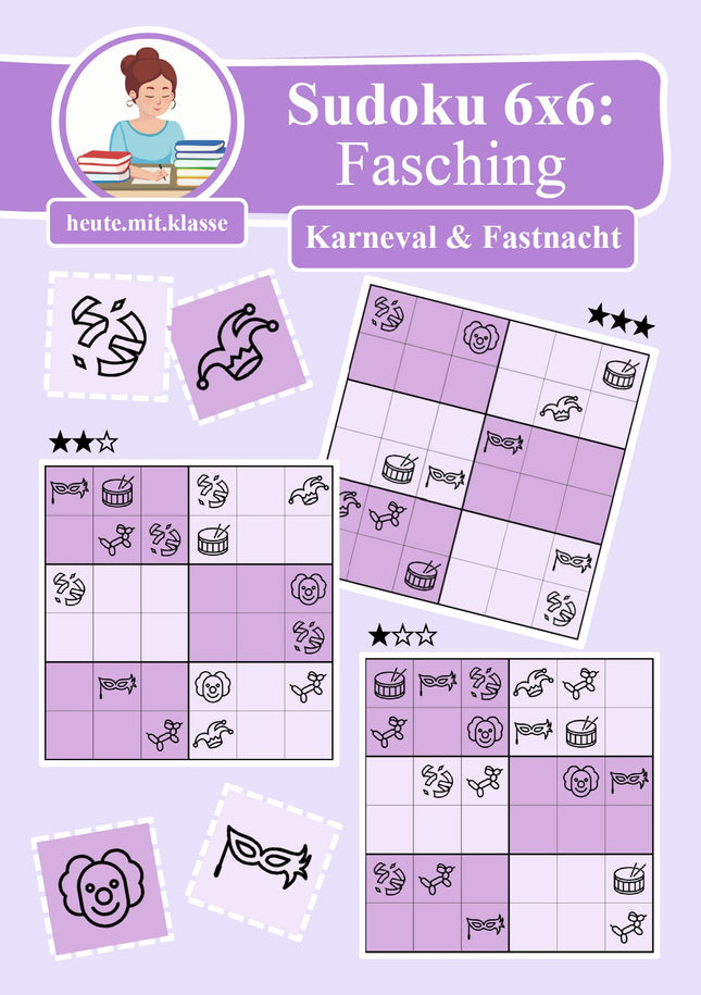Sudoku 6x6: Fasching & Karneval & Fastnacht