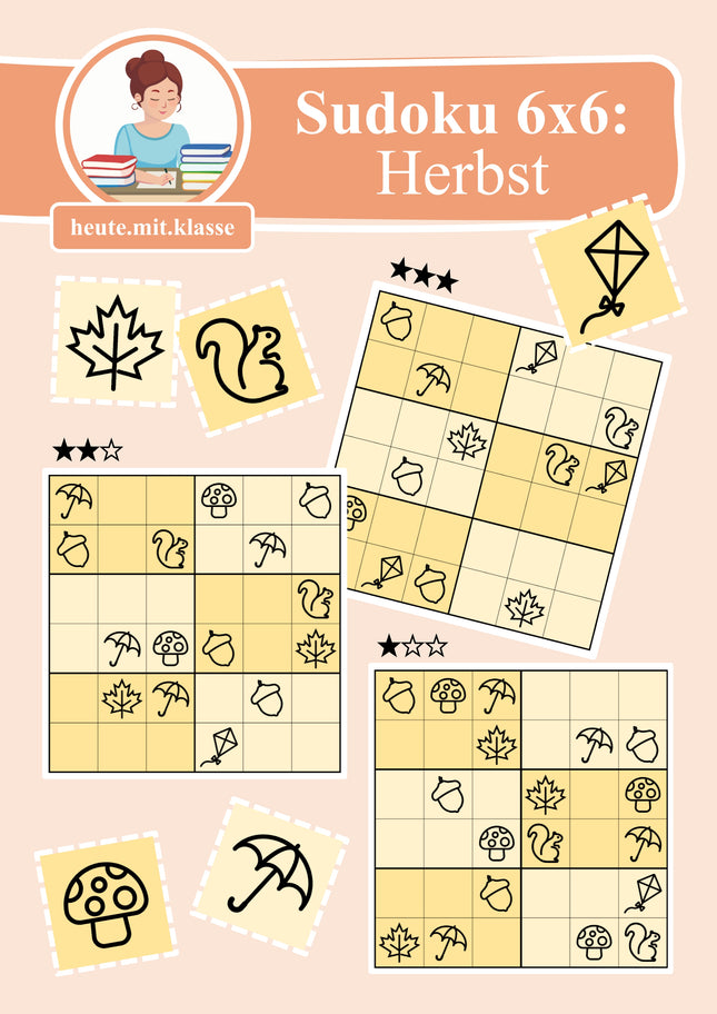 Sudoku 6x6: Herbst - Logisches Denken fördern!